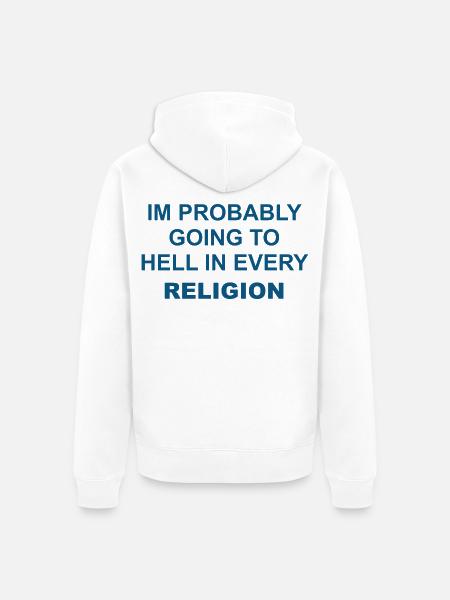 033 Religiöses Paradox Meme Tee - Unisex Premium Bio Zip Hoodie - Weiß