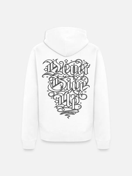 Never give up - Unisex Premium Bio Zip Hoodie - Weiß