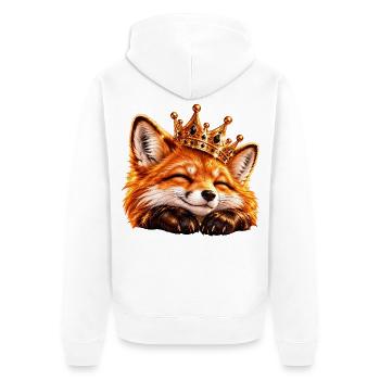 Königlicher Fuchs mit Krone - Unisex Premium Bio Zip Hoodie - Weiß - Hinten - Thijin (182cm)
