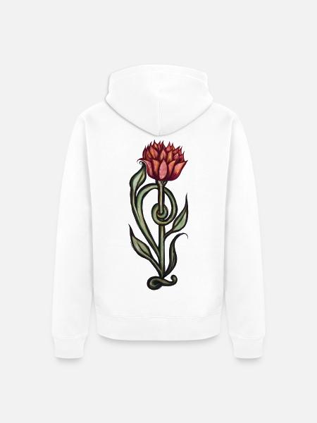 Karmesinrote Flammenblüte - Unisex Premium Bio Zip Hoodie - Weiß