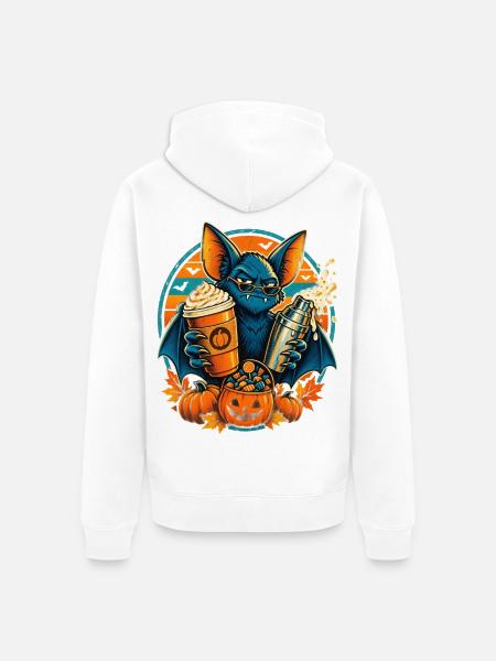 Halloween Vampirfledermaus Bar-Schichtchaos - Unisex Premium Bio Zip Hoodie - Weiß