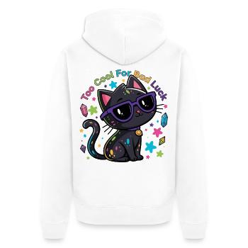 Black Cat Chic Lila Brille Glück Humor - Unisex Premium Bio Zip Hoodie - Weiß - Hinten - Thijin (182cm)