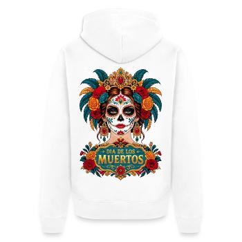 Mexikanische Totenkopffrau Dia de los Muertos - Unisex Premium Bio Zip Hoodie - Weiß - Hinten - Thijin (182cm)