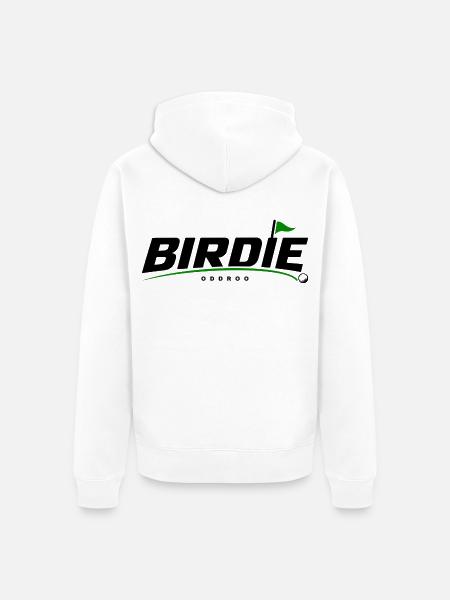 ODDROO Birdie – Golfball & Fahne - Unisex Premium Bio Zip Hoodie - Weiß