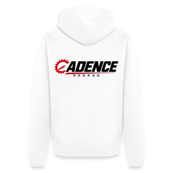 ODDROO Cadence – Radsport mit Kettenblatt - Unisex Premium Bio Zip Hoodie - Weiß - Hinten - Thijin (182cm)
