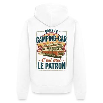 Im Wohnmobil bin ich der Chef - Unisex Premium Bio Zip Hoodie - Weiß - Hinten - Thijin (182cm)