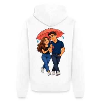 Umbrella Love Duo Rain - Unisex Premium Bio Zip Hoodie - Weiß - Hinten - Thijin (182cm)