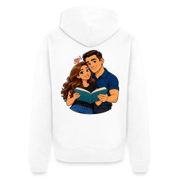 Paarliebe lesen - Unisex Premium Bio Zip Hoodie - Weiß - Hinten - Thijin (182cm)
