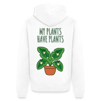Meine Pflanzen haben Pflanzen lustige Pflanzenliebhaberin - Unisex Premium Bio Zip Hoodie - Weiß - Hinten - Thijin (182cm)