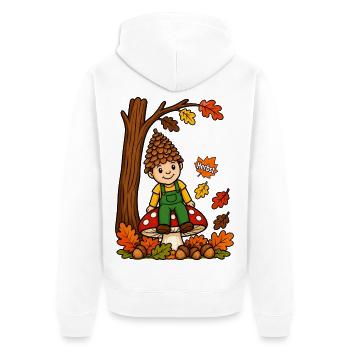 EG Herbst Männlein Tannenzapfen Kind Eicheln Wald - Unisex Premium Bio Zip Hoodie - Weiß - Hinten - Thijin (182cm)