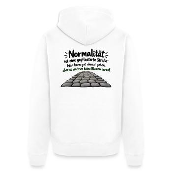 Normalität: Steinweg der Leere - Unisex Premium Bio Zip Hoodie - Weiß - Hinten - Thijin (182cm)