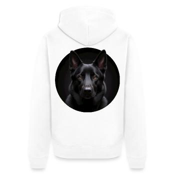 Schwarzer Schäferhund Portrait - Unisex Premium Bio Zip Hoodie - Weiß - Hinten - Thijin (182cm)