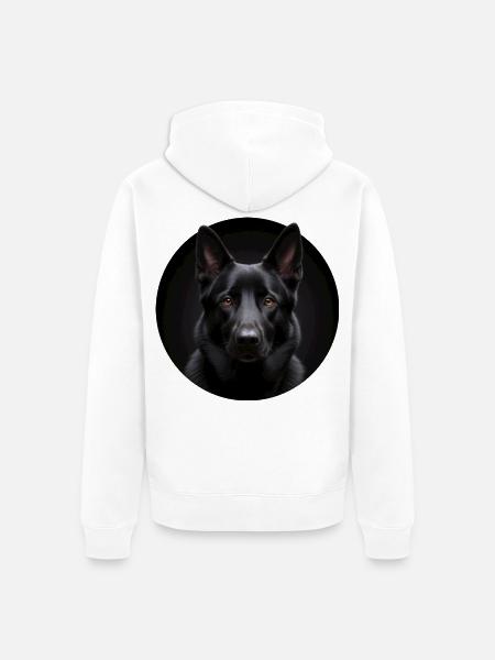Schwarzer Schäferhund Portrait - Unisex Premium Bio Zip Hoodie - Weiß