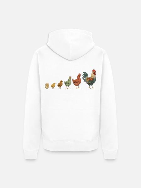 Küken-zu-Hahn-Wachstumsparade Hühnerhühner - Unisex Premium Bio Zip Hoodie - Weiß