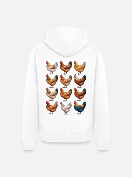 Lebendiges Hennen-Mosaik-Huhn - Unisex Premium Bio Zip Hoodie - Weiß