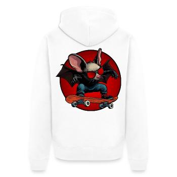 Fledermaus Freestyle - Unisex Premium Bio Zip Hoodie - Weiß - Hinten - Thijin (182cm)