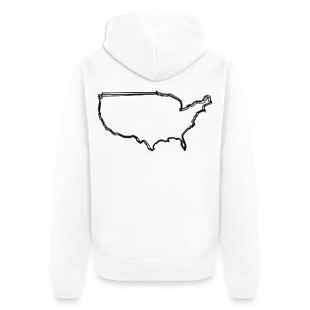 USA-Karte handgezeichnet - Unisex Premium Bio Zip Hoodie - Weiß - Hinten - Thijin (182cm)