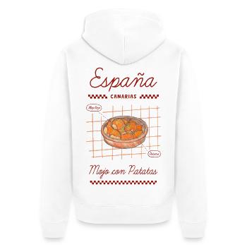 Mojo mit Kartoffeln - Unisex Premium Bio Zip Hoodie - Weiß - Hinten - Thijin (182cm)