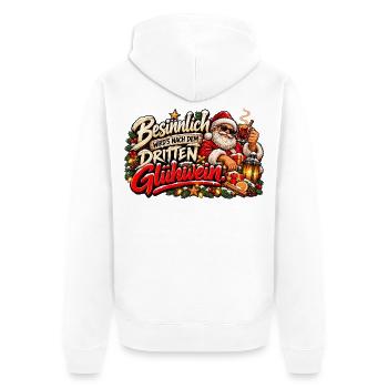 Besinnlich nach dem 3. Glühwein – Santa - Unisex Premium Bio Zip Hoodie - Weiß - Hinten - Thijin (182cm)