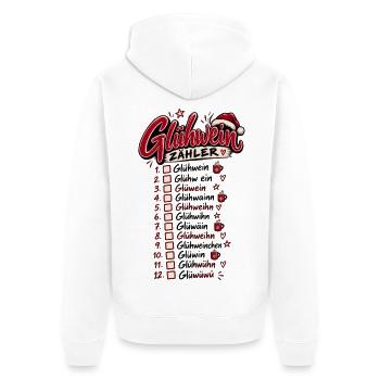 Glühwein Zähler – Lustiger Weihnachtsspruch - Unisex Premium Bio Zip Hoodie - Weiß - Hinten - Thijin (182cm)