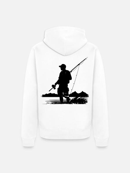 Angeln Skizze - Unisex Premium Bio Zip Hoodie - Weiß