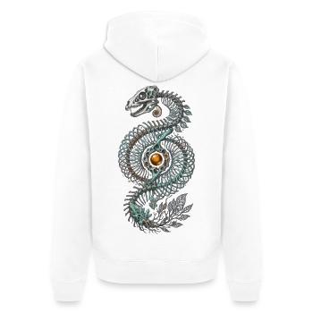Skelett Dinosaurier Natur Fantasy Kunst - Unisex Premium Bio Zip Hoodie - Weiß - Hinten - Thijin (182cm)