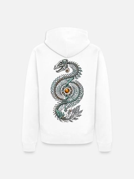 Skelett Dinosaurier Natur Fantasy Kunst - Unisex Premium Bio Zip Hoodie - Weiß