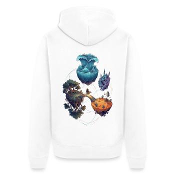 Schwebende Fantasy Inseln – Epische Reise - Unisex Premium Bio Zip Hoodie - Weiß - Hinten - Thijin (182cm)