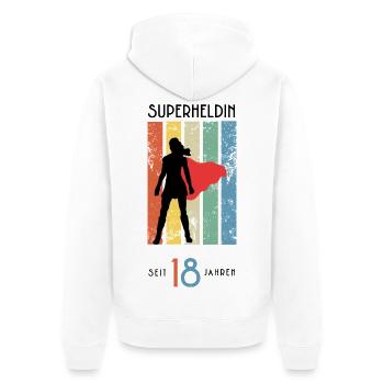 18 Geburtstag Mädchen Superheldin Geschenk Vintage - Unisex Premium Bio Zip Hoodie - Weiß - Hinten - Thijin (182cm)