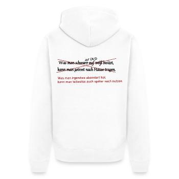 schwarz auf weiss - Unisex Premium Bio Zip Hoodie - Weiß - Hinten - Thijin (182cm)