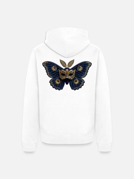 Goldener Venezianer Schmetterling - Unisex Premium Bio Zip Hoodie - Weiß