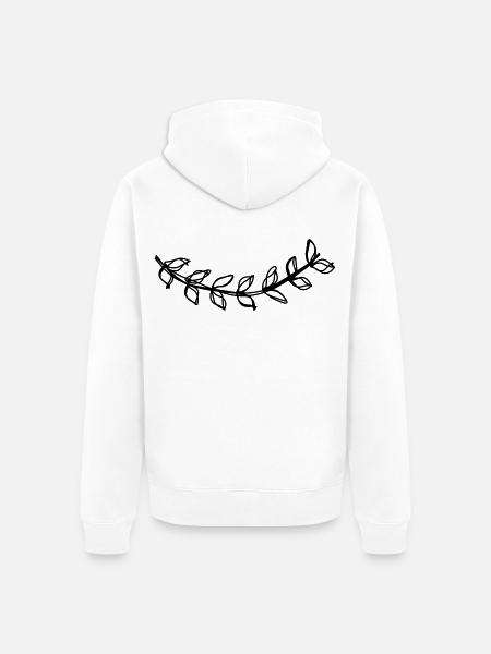 Lorbeerzweig handgezeichnet - Unisex Premium Bio Zip Hoodie - Weiß