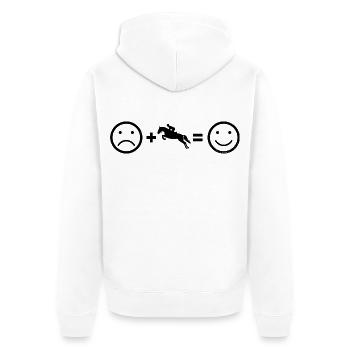 Springreiten Geschenkidee für eine Dressurreiterin - Unisex Premium Bio Zip Hoodie - Weiß - Hinten - Thijin (182cm)