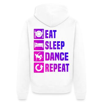 Geschenkidee für den Hip-Hop-Tänzer mit Breakdance - Unisex Premium Bio Zip Hoodie - Weiß - Hinten - Thijin (182cm)