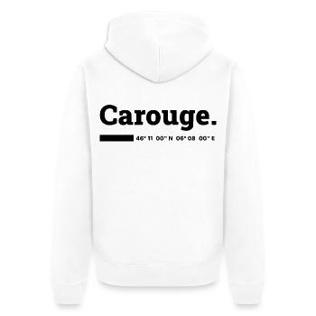 Carouge Genf Koordinaten - Unisex Premium Bio Zip Hoodie - Weiß - Hinten - Thijin (182cm)