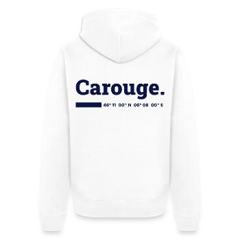 Carouge Genf Koordinaten - Unisex Premium Bio Zip Hoodie - Weiß - Hinten - Thijin (182cm)