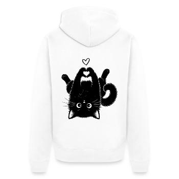 Süße schwarze Katze - Unisex Premium Bio Zip Hoodie - Weiß - Hinten - Thijin (182cm)