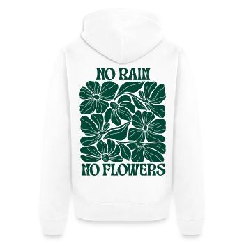 No Rain No Flowers – Retro Blumen Boho Motivation - Unisex Premium Bio Zip Hoodie - Weiß - Hinten - Thijin (182cm)