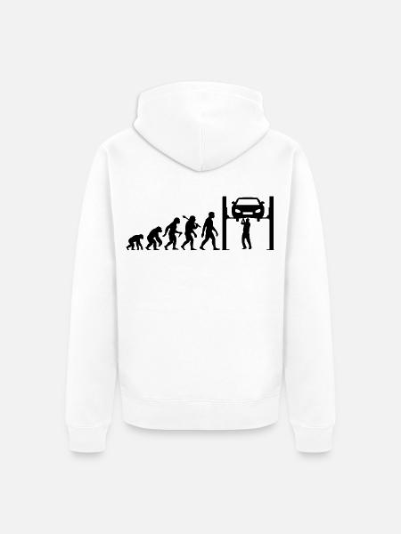 Automechaniker Evolution Für KFZ-Mechaniker - Unisex Premium Bio Zip Hoodie - Weiß