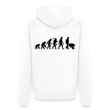 Gärtner Evolution Gärtnern Gärtnerei Gartenarbeit - Unisex Premium Bio Zip Hoodie - Weiß - Hinten - Thijin (182cm)