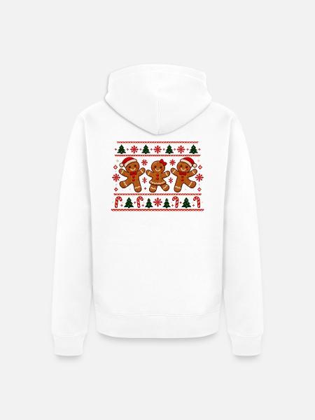 Lebkuchenfreunde Muster Trio - Unisex Premium Bio Zip Hoodie - Weiß