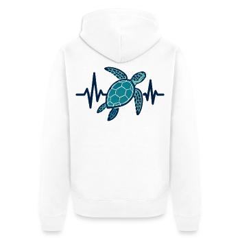 Schildkröte_Liebhaber_Geschenk_Shirt - Unisex Premium Bio Zip Hoodie - Weiß - Hinten - Thijin (182cm)