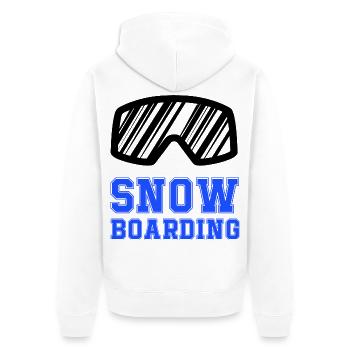 Snowboard Schriftzug Blau - Unisex Premium Bio Zip Hoodie - Weiß - Hinten - Thijin (182cm)