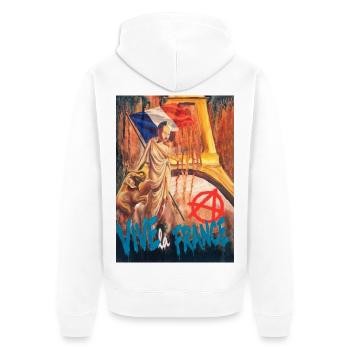 Vive la France - Unisex Premium Bio Zip Hoodie - Weiß - Hinten - Thijin (182cm)