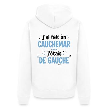 Ich hatte einen Albtraum, ich war links - Unisex Premium Bio Zip Hoodie - Weiß - Hinten - Thijin (182cm)