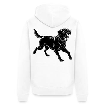 Labrador Retriever Hundelauf - Unisex Premium Bio Zip Hoodie - Weiß - Hinten - Thijin (182cm)