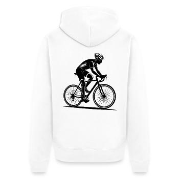Radradrennen - Unisex Premium Bio Zip Hoodie - Weiß - Hinten - Thijin (182cm)