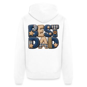 Best Dad – Papa Geschenk im 3D Patchwork Jeans - Unisex Premium Bio Zip Hoodie - Weiß - Hinten - Thijin (182cm)
