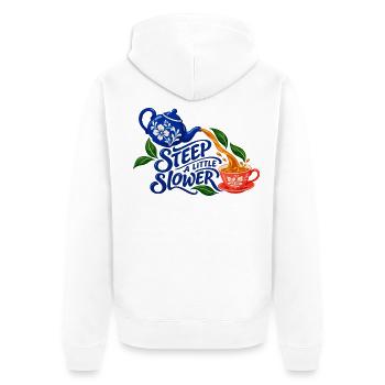 Etwas langsamer ziehen: Tee - Unisex Premium Bio Zip Hoodie - Weiß - Hinten - Thijin (182cm)