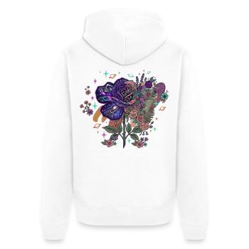 Kosmischer Rosennebelstrauß - Unisex Premium Bio Zip Hoodie - Weiß - Hinten - Thijin (182cm)